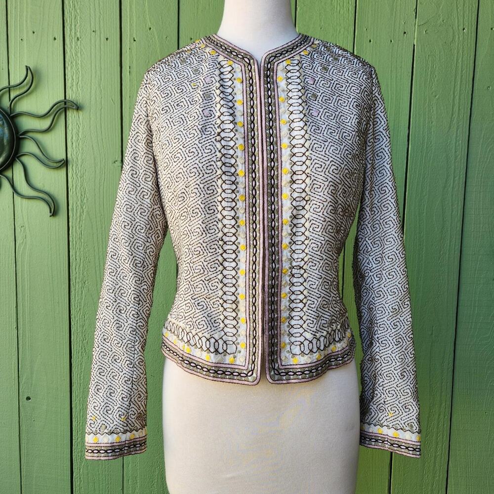 Elie Tahari Embroidered Silk Cotton Jacket